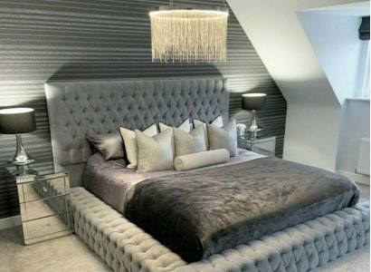 Chesterfield Bett Luxus Schlafzimmer Hotel Polster Betten mit Knöpfen