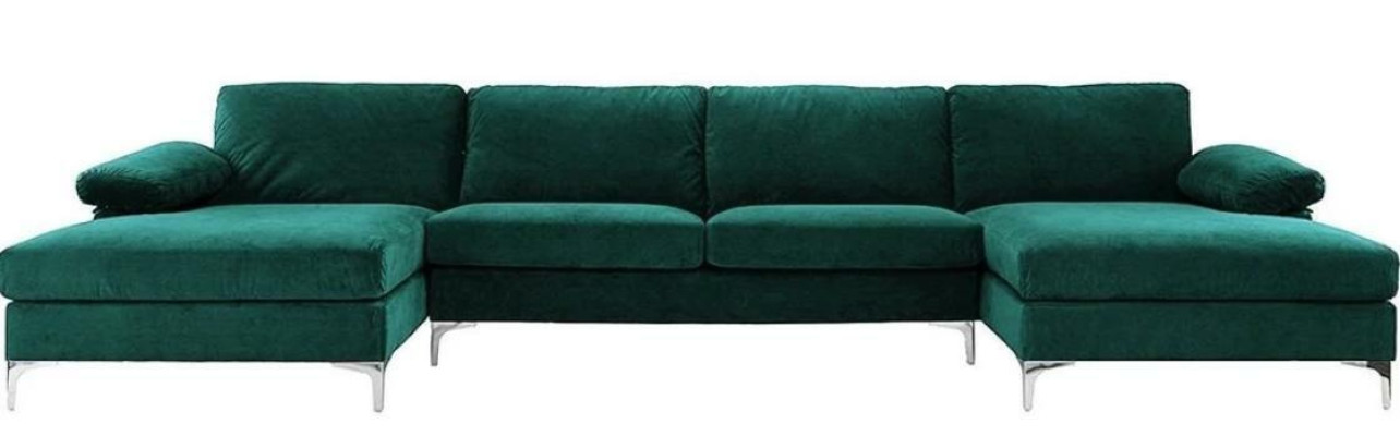 Grünes U-Form Ecksofa Wohnlandschaft Couch Eckgarnitur Design