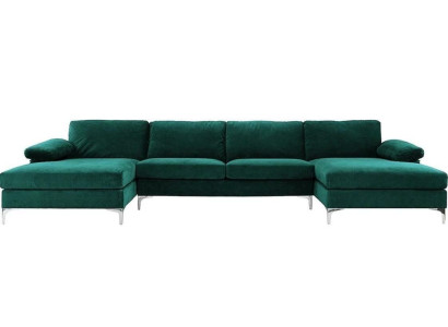 Grünes U-Form Ecksofa Wohnlandschaft Couch Eckgarnitur Design