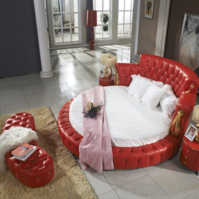 Rundes Bett Chesterfield Designer Rund Betten Schlafzimmer Textil Leder