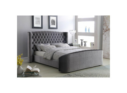 Designer Bett Schlafzimmer Betten Textil Leder Hotel Luxus Polster Samt Stoff