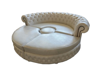 Chesterfield RUNDSOFA Ecksofa Royal Halbrund Designer Sofa Couch Ledersofa