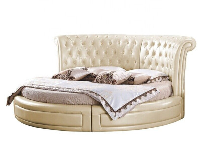 Rundes Bett Chesterfield Designer Rund Schlafzimmer Textil Leder Polster Betten