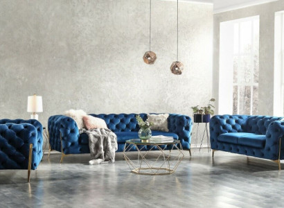 Sofa Couch Polster XXL Big Garnitur Chesterfield Textil 3+2+2 designer Couchen