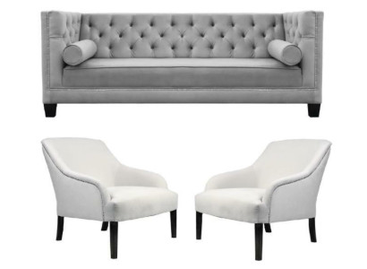 Graue Chesterfield Sessel Weiß xxl Big Textil Stoff Couchen Kreative Möbel Neu