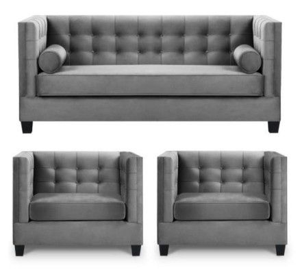 Sofagarnitur Schlafsofa Grau Sessel Kreative Möbel Textil Stoff Wohnzimmer Neu