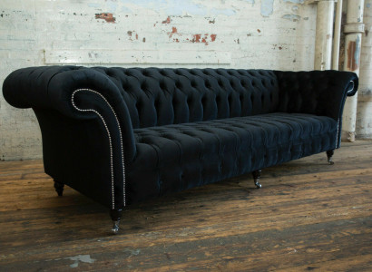 Schwarzer Moderner Viersitzer Luxus 4-Sitzer Wohnzimmer Sofa