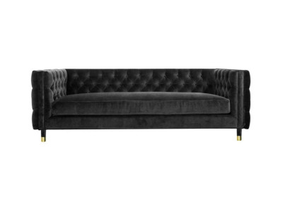Schwarzes Chesterfield Sofa Big Luxus Möbel 4 sitzer Textil Stoff Couchen