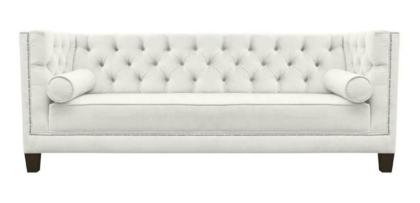 Dreisitzer Stoff Wohnzimmer weiß Couchen Polster Sofa Sofas Chesterfield couch