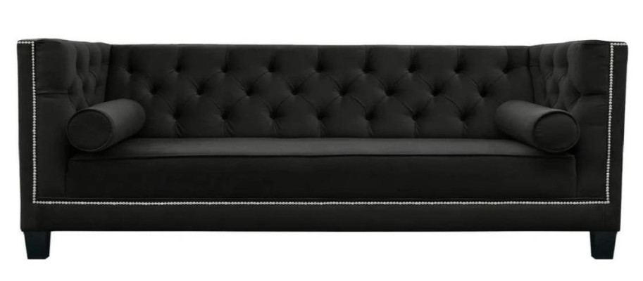 Chesterfield 4 sitzer Sofa Luxus Design Textil Stoff Couchen Schwarze Sofas