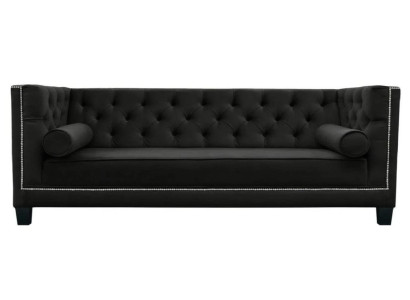 Chesterfield 4 sitzer Sofa Luxus Design Textil Stoff Couchen Schwarze Sofas