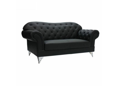 Schwarze Chesterfield Couch Moderner Dreisitzer Stilvoller 3-er