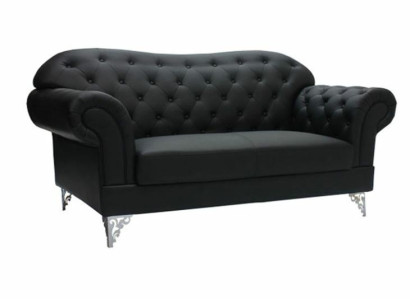 Schwarze Chesterfield Couch Moderner Dreisitzer Stilvoller 3-er