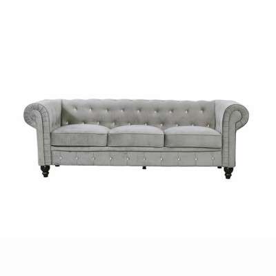 Grauer Chesterfield 3-er Luxus Wohnzimmer Couch Designer Sofa