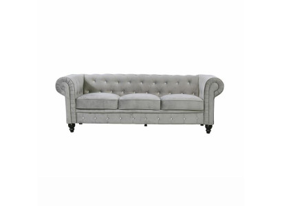 Grauer Chesterfield 3-er Luxus Wohnzimmer Couch Designer Sofa