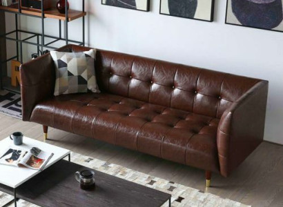 Brauner Chesterfield Luxus 3-Sitzer Leder Wohnzimmer Sofa