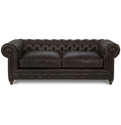 Moderner Schwarzer Chesterfield Dreisitzer Wohnzimmer Luxus Sofa
