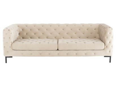 Beiger Designer Chesterfield Dreisitzer Luxus Wohnzimmer Couch