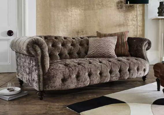 Chesterfield Sofa Couch Polster Stoff Leder Couchen Polster Garnitur 3 Sitzers