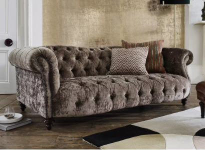 Chesterfield brauner Dreisitzer Designer 3-er Couch Luxus Sofa