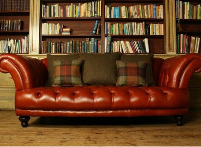 Braune Leder Chesterfield Sofa Couch Polster Stoff couchen Garnitur 3 Sitzer Neu