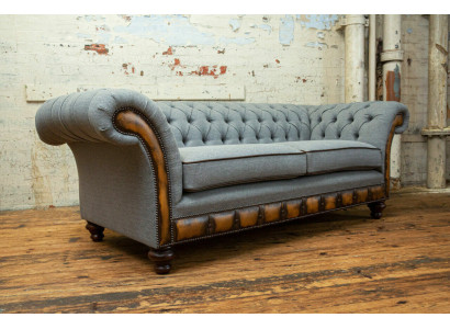 Graue Chesterfield Stoffsofa Couch Couchen Sofa Sitz Sofas Textil Neu Polster