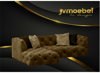 Chesterfield L-Form Ecksofa Couch Design Textil Polster Garnitur Sofa Ecke Neu