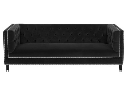 Luxus Schwarze Stoffcouch Samt Dreisitzer Polster Möbel Hotel Wohnzimmer Praxis