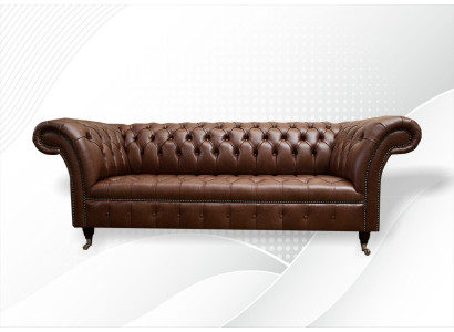 Chesterfield Couch Polster Sofas Klassische Leder 3 Sitzer Couchen Sofa Braun