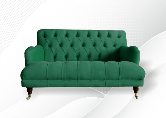 Chesterfield Sessel Couch Polster Sofa Couchen 1,5 Sitzer Einsitzer Grün Textil