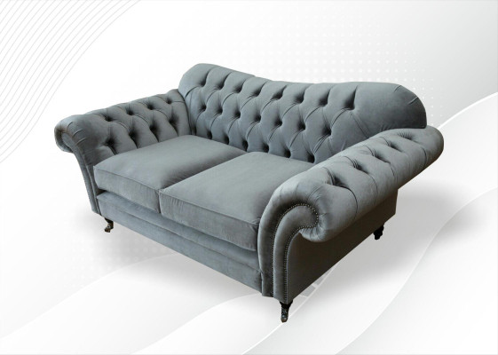 Chesterfield Textil Sofa 2 Sitzer Luxus Sofa Polster Sofas Design Stoffsofas Neu