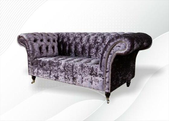 Chesterfield Sofa Couch Zweisitzer Stoff Couchen Sofas 2 er Sitz Polster Samt