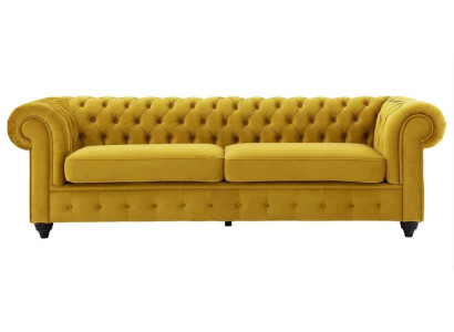Gelbe Couch mit knöpfen Chesterfield Sofa Polster Sitz Couchen Sofas Luxus Neu