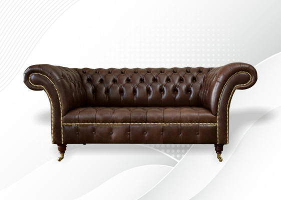 Chesterfield Samt Designer Sofa 2 Sitzer Couch Textil Leder Garnitur Braun Neu