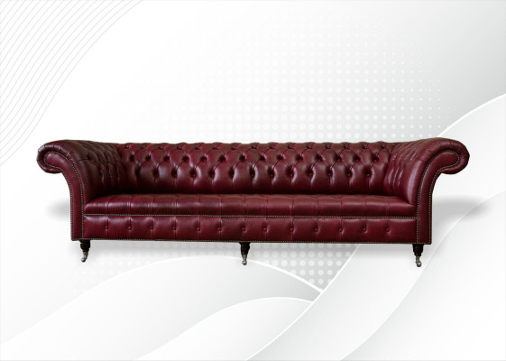 Rote Big Sofa Couch Chesterfield 265cm XXL Polster Sofas 4er Leder Textil Neu