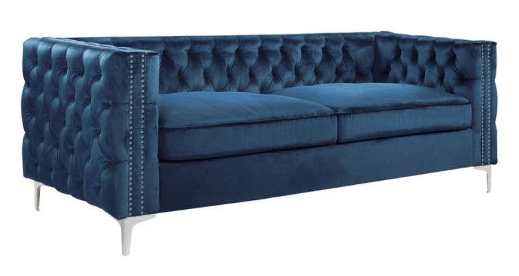 Blaue wohnzimmer samt couch sofa polster couchen dreisitzer luxus möbel stoff