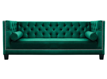 Luxus Grün Chesterfield Samt Dreisitzer Polster Möbel Hotel Wohnzimmer Praxis