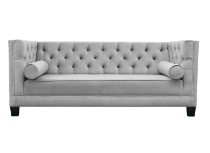 Luxus Grau Chesterfield Samt Dreisitzer Polster Möbel Hotel Wohnzimmer Praxis