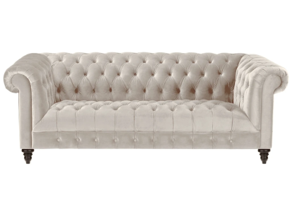 Chesterfield Beige Samt Couch Luxus Polster Möbel Sofa mit Knöpfen Dreisitzer