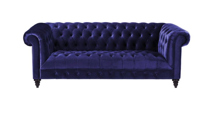 Chesterfield Lila Samt Couch Luxus Polster Möbel Sofa mit Knöpfen Dreisitzer