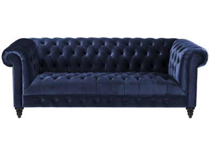 Navy Blau Dreisitzer Stoff Chesterfield Design Couchen Polster Sofa 220cm Neu