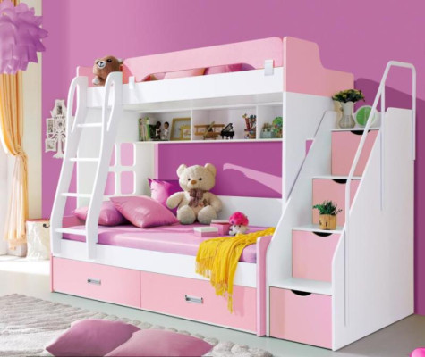Jugendbett Betten Rosa Kinderbett Doppelstockbett Stockbett Holz Möbel Holz Neu