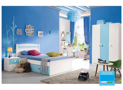 Kinder Komplett Set Jugend Zimmer Bett Kommode Schrank Tisch Büro 4 tlg. Möbel