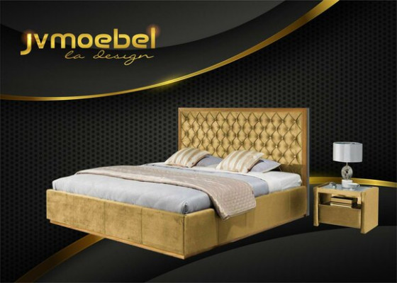 Luxus Bett Textil 2x Nachttisch 3tlg. Schlafzimmer Set Möbel Betten Bettgestell