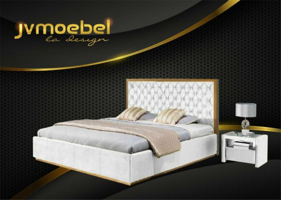 Luxus Bett Textil 2x Nachttisch 3tlg. Schlafzimmer Set Möbel Betten Bettgestell