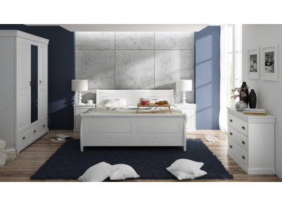 Möbel Schlafzimmer Set Design Bett 2x Nachttisch Kommode Kleiderschrank Neu 5tlg