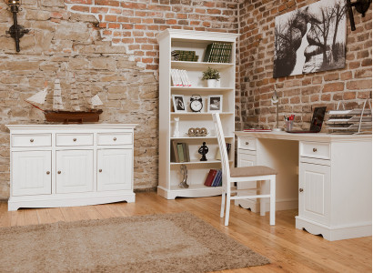 Landhaus Schreibtisch Möbel Arbeitszimmer Büromöbel Echtholz Office Tisch Weiß