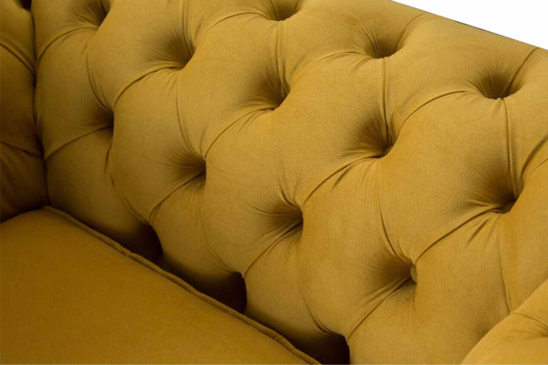 Sessel Design Relax Textil Lounge Luxus Gelb Polster Sitzer Chesterfield