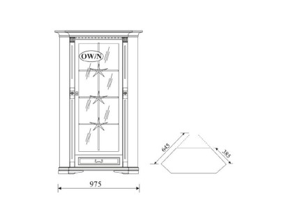 Klassische Vitrine Vitrinenschrank Vitrinen Glasschrank Schrank Kolonial OW-N