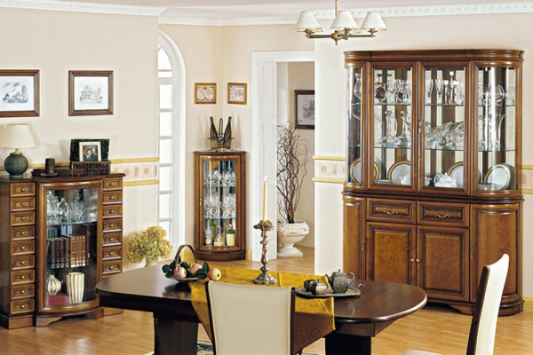 Echtholz Vitrine Hängevitrine Wandvitrine Klassischer Designer Spiegel - Z-W3